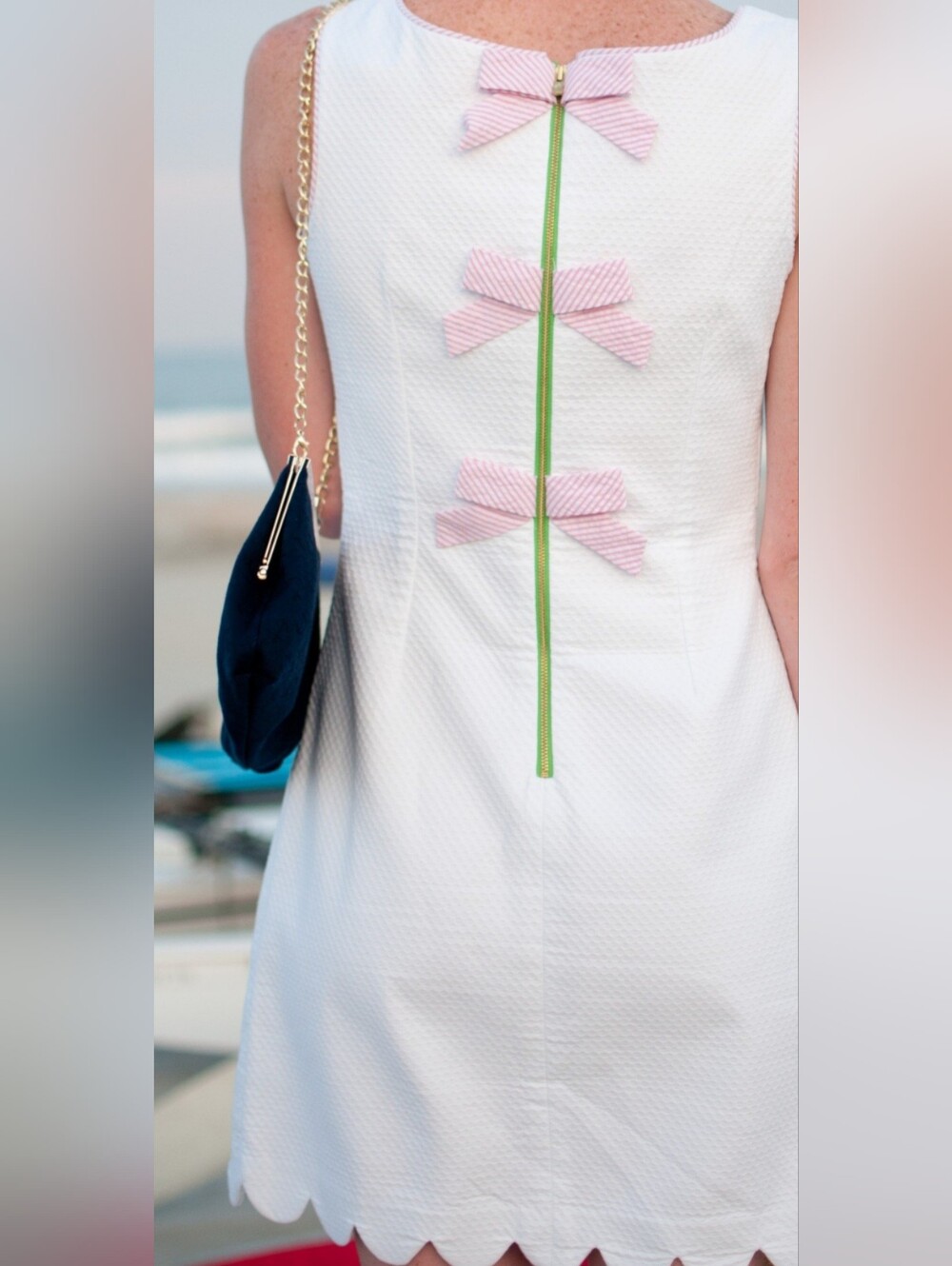 Lilly Pulitzer Nina white seersucker bow-back dress